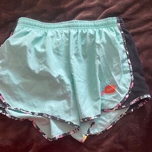 Nike Women's Aqua and Black Athletic Shorts